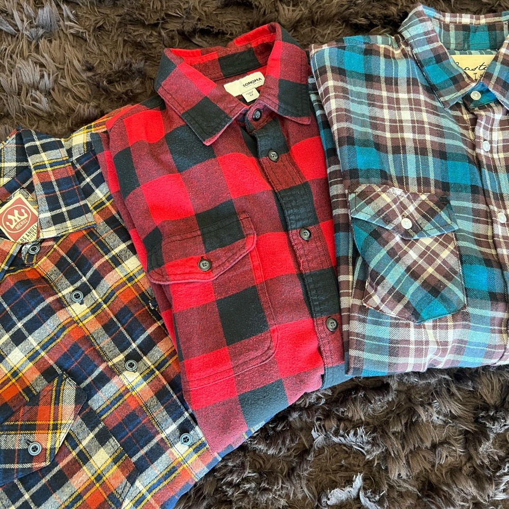 3 men’s long sleeve polo style shirts